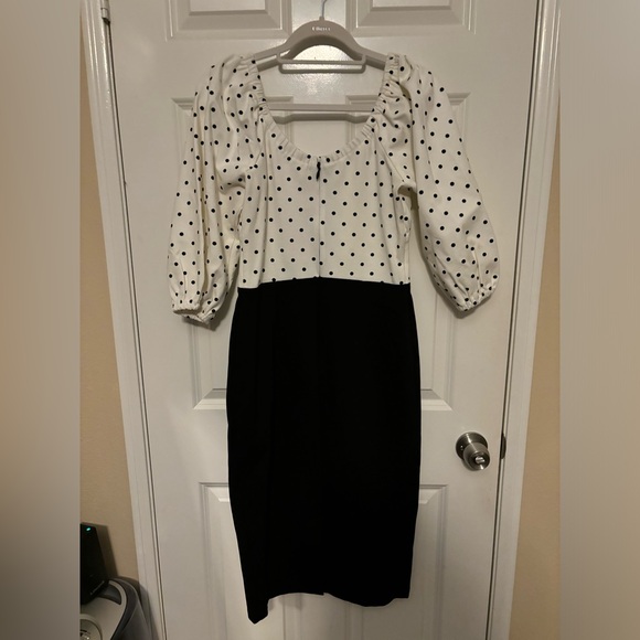 Vixen by micheline Pitt white and black polka dot wiggle dress - Picture 4 of 6